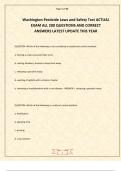 Washington Pesticide Laws and Safety Test ACTUAL EXAM ALL 200 QUESTIONS AND CORRECT ANSWERS LATEST UPDATE THIS YEAR