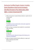 Kentucky Certified Septic System Installer  Exam Questions And Correct Answers  &lpar;Verified Answers&rpar; Plus Rationales 2026  Q&A &vert; Instant Download Pdf 