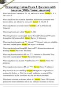 Hematology Intern Exam 3 Questions with  Answers (100% Correct Answers) 