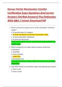 Kansas Onsite Wastewater Installer  Certification Exam Questions And Correct  Answers &lpar;Verified Answers&rpar; Plus Rationales  2026 Q&A &vert; Instant Download Pdf