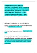 ARKANSAS JURISPRUDENCE COUNSELLING EXAM WITH CORRECT ACTUAL QUESTIONS AND CORRECTLY WELL DEFINED ANSWERS LATEST ALREADY GRADED A&plus; 2025 &ndash; 2026
