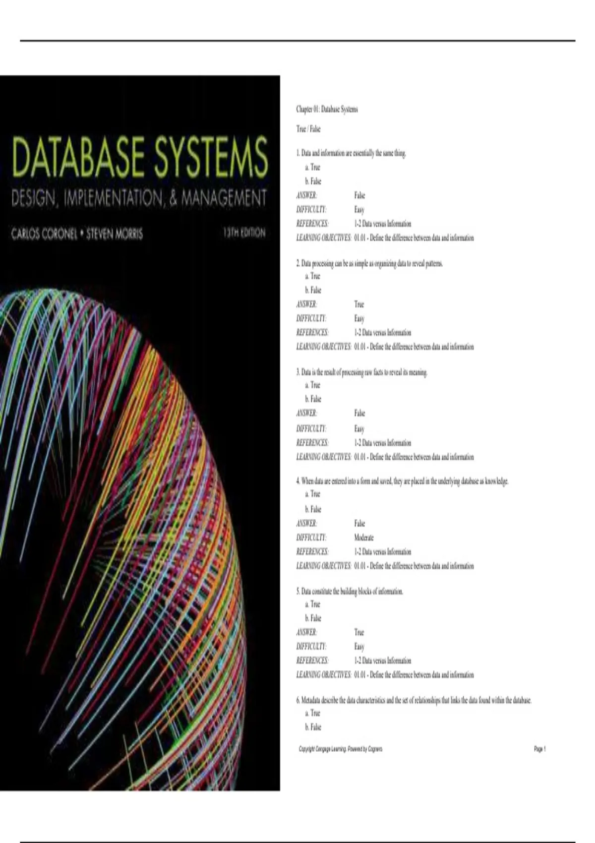 Test Bank DATABASE SYSTEMS DESIGN,IMPLEMENTATION AND MANAGEMENT CARLOS ...