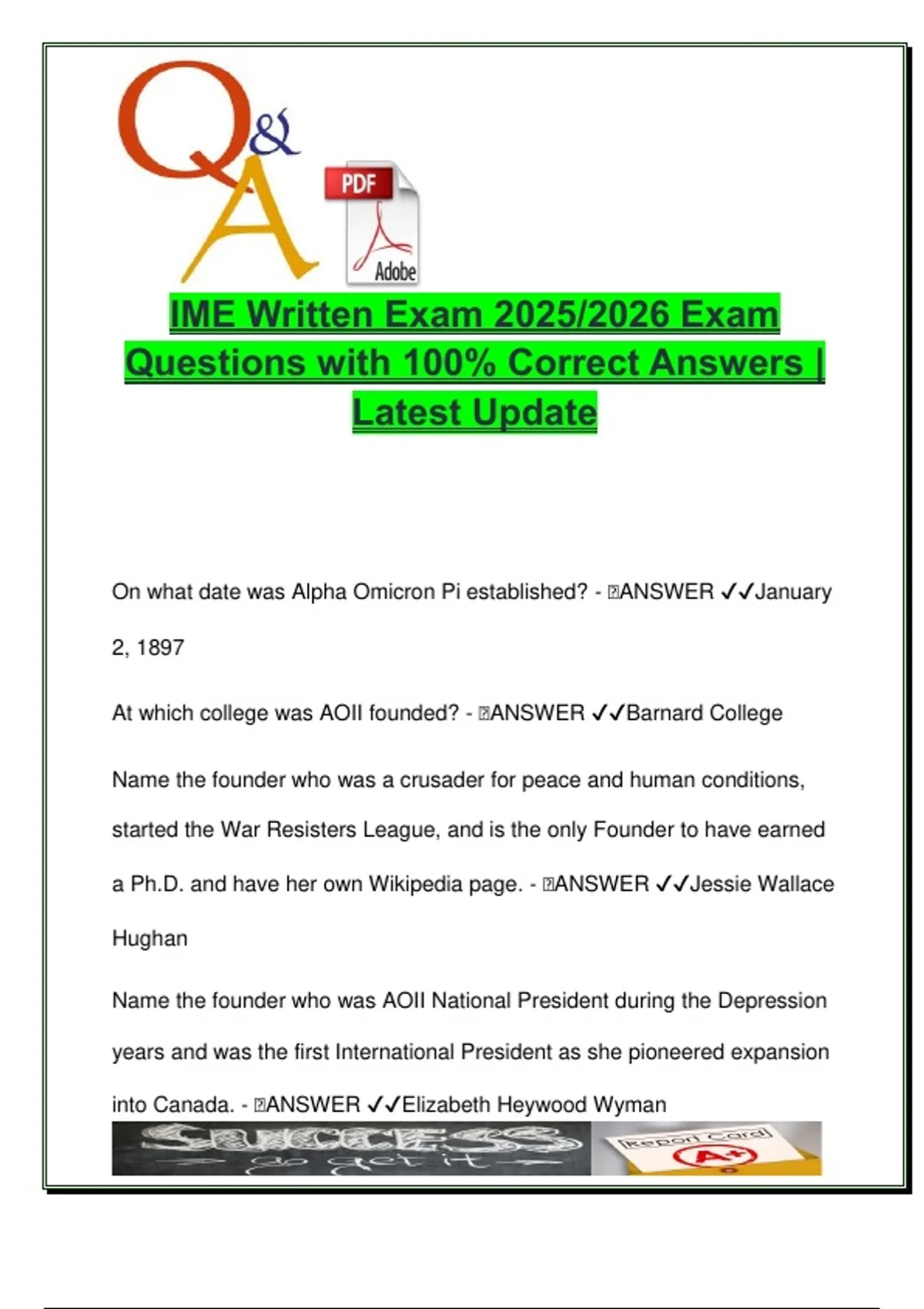 IME Written Exam 2025/2026 – 100+ Verified Q&A | AOII Founders, Ritual ...