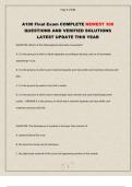A100 Final Exam COMPLETE NEWEST 300 QUESTIONS AND VERIFIED SOLUTIONS LATEST UPDATE THIS YEAR