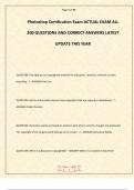 Photoshop Certification Exam ACTUAL EXAM ALL 200 QUESTIONS AND CORRECT ANSWERS LATEST UPDATE THIS YEAR