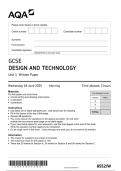 2025 AQA GCSE Design and Technology Unit 1 &lpar;8552&sol;W&colon; Written Paper&rpar;