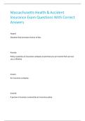 Massachusetts Health & Accident Insurance Exam Questions With Correct Answers 