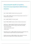 Massachusetts Health & Accident Insurance Exam Questions With Correct Answers 