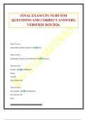 FINAL EXAM CP1 NURS 5354 QUESTIONS AND CORRECT ANSWERS&period; VERIFIED 2025&sol;2026&period;