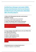 Certified Nurse Manager and Leader &lpar;CNML&rpar;  Practice ExamQuestions And Correct Answers  &lpar;Verified Answers&rpar; Plus Rationales 2025&sol;2026  Q&A &vert;Already graded A&plus;