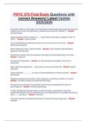 BYU PSYC 375 Final Exam Questions with correct Answers&vert; Latest Update 2025&sol;2026