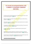NY STATE EXAM QUESTIONS AND CORRECT ANSWERS VERIFIED 2025&sol;2026&period;