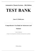 Test Bank For Automotive Chassis Systems 8th Edition by James Halderman &lpar;All Chapters 1-37&rpar;&comma; 9780135758748