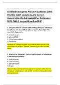 Certified Emergency Nurse Practitioner &lpar;ENP&rpar;  Practice Exam Questions And Correct  Answers &lpar;Verified Answers&rpar; Plus Rationales  2026 Q&A &vert; Instant Download Pdf 