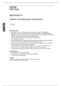 OCR A Level Mathematics &ndash; Pure Mathematics & Mechanics  Merged Question Paper & Mark Scheme &lpar;726658&rpar;  Summer 2025