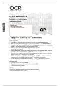 OCR A Level Mathematics &ndash; Pure Mathematics  Merged Question Paper & Mark Scheme &lpar;726654&rpar;  Summer 2025