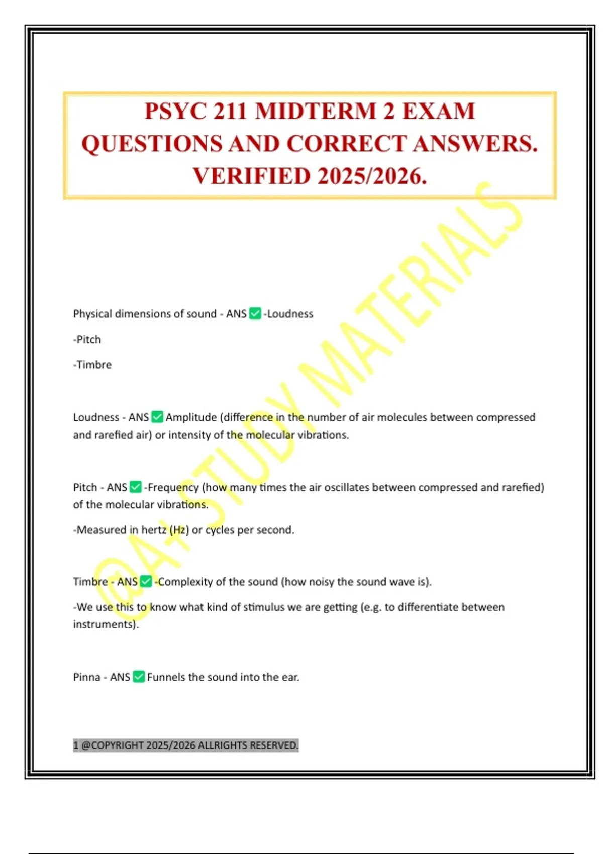 PSYC 211 MIDTERM 2 EXAM QUESTIONS AND CORRECT ANSWERS. VERIFIED 2025/ ...