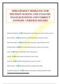 SPREADSHEET MODELING FOR DECISION MAKING AND ANALYSIS&period; EXAM QUESTIONS AND CORRECT ANSWERS&period; VERIFIED 2025&sol;2026&period;