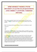 SPREADSHEET MODELS WITH DECISION ANALYSIS EXAM QUESTIONS AND CORRECT ANSWERS&period; VERIFIED 2025&sol;2026