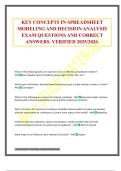 KEY CONCEPTS IN SPREADSHEET MODELING AND DECISION ANALYSIS EXAM QUESTIONS AND CORRECT ANSWERS&period; VERIFIED 2025&sol;2026&period;