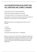 ACLS RECERTIFICATION EXAM SCRIPT 2026 FULL QUESTIONS AND CORRECT ANSWERS