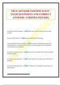 TRUE ADVISOR CERTIFICATION - EXAM QUESTIONS AND CORRECT ANSWERS&period; VERIFIED 2025&sol;2026&period;