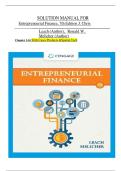 Solution Manual &ndash; Entrepreneurial Finance&comma; 7th Edition by J&period; Chris Leach & Ronald W&period; Melicher &vert; Full Chapter Solutions