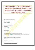 ARIZONA STATE UNIVERSITY TESOL PROFESSIONAL CERTIFICATE&period; EXAM QUESTIONS AND CORRECT ANSWERS&period; VERIFIED 2025&sol;2026&period;