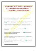 TEXAS SAE&colon; REAL ESTATE APPRAISAL EXAM QUESTIONS AND CORRECT ANSWERS&period; VERIFIED 2025&sol;2026&period;