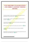 USAF GREENBELT EXAM QUESTIONS AND CORRECT ANSWERS. VERIFIED 2025/2026.