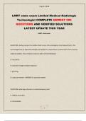 LMRT state exam Limited Medical Radiologic Technologist COMPLETE NEWEST 500 QUESTIONS AND VERIFIED SOLUTIONS LATEST UPDATE THIS YEAR