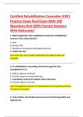 Certified Rehabilitation Counselor &lpar;CRC&rpar;  Practice Exam Real Exam With 100  Questions And 100&percnt; Correct Answers  With Rationales&rsquo; 