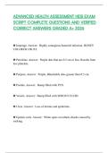 ADVANCED HEALTH ASSESSMENT HESI EXAM SCRIPT COMPLETE QUESTIONS AND VERIFIED CORRECT ANSWERS GRADED A&plus; 2026