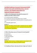 Certified Healthcare Financial Professional &lpar;CHFP&rpar;  Practice Exam with Verified Questions&comma; Correct  Answers&comma; and Detailed Explanations for  Students&vert;&vert;Already Graded A&plus; 