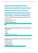 Registered Health Information  Administrator &lpar;RHIA&rpar; Practice Exam  Questions And Correct Answers  &lpar;Verified Answers&rpar; Plus Rationales  2026 Q&A &vert; Instant Download Pdf 
