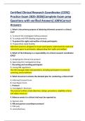 Certified Clinical Research Coordinator &lpar;CCRC&rpar;   Practice Exam 2025-2026&lbrack;Complete Exam prep  Questions with verified Answers&rsqb; 100&percnt;Correct  Answers