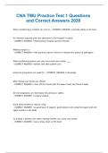 CNA TMU Practice Test 1 Questions and Correct Answers 2026
