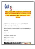 HCA CPR & Basic Life Support &ndash; Pediatric BLS Unit &ndash; 2025&sol;2026 &ndash; 20 Q&As &ndash; CPR Ratios&comma; Pulse Sites&comma; AED Use &vert; Verified A&plus; Review