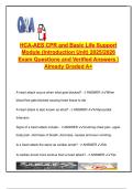HCA CPR & Basic Life Support &ndash; Intro to BLS Unit &ndash; 2025&sol;2026 &ndash; 35 Q&As &ndash; Cardiac Arrest&comma; Chain of Survival&comma; CAB Steps &vert; Verified A&plus;