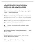 AEA CERTIFICATION FINAL PAPER 2026 QUESTIONS AND ANSWERS VERIFIED