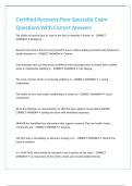 Certified Recovery Peer Specialist Exam Questions With Correct Answers