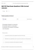 BIO 101 Final Exam Questions With Correct  Answers