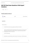 BIO 101 Final Exam Questions With Expert  Solutions