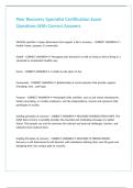 Peer Recovery Specialist Certification Exam Questions With Correct Answers 
