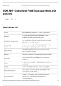 COB 300- Operations Final Exam Answers