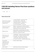 COB 300 Marketing Tokman Final Exam questions  and answers
