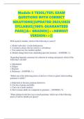 Module 5 TESOL&sol;TEFL EXAM QUESTIONS WITH CORRECT SOLUTIONS&vert;&vert;UPDATED 2025&sol;2026 SYLLABUS&vert;&vert;100&percnt; GUARANTEED PASS&vert;&vert;A&plus; GRADED&vert;&vert;<<NEWEST VERSION>>