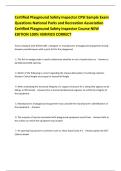 Certified Playground Safety Inspector CPSI Sample Exam Questions National Parks and Recreation Association Certified Playground Safety Inspector Course NEW EDITION 100&percnt; VERIFIED CORRECT 