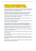 STATE OF COLORADO SALES LICENSE TEST CORRECT 100&percnt;