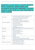 ACSM EP-C Exam 2026 LATEST UPDATE  WITH COMPLETE QUESTIONS AND  ACCURATE DETAILED ANSWERS LATEST  UPDATE 2025-2026 For Both MIDTERM &  FINAL EXAMS  